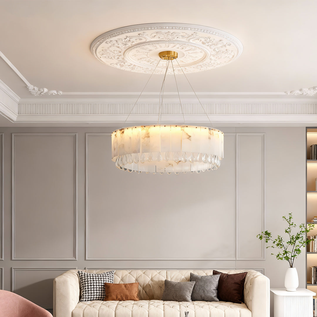 Modern Brass Chandelier Luxury Cloud Stone Ceiling Light
