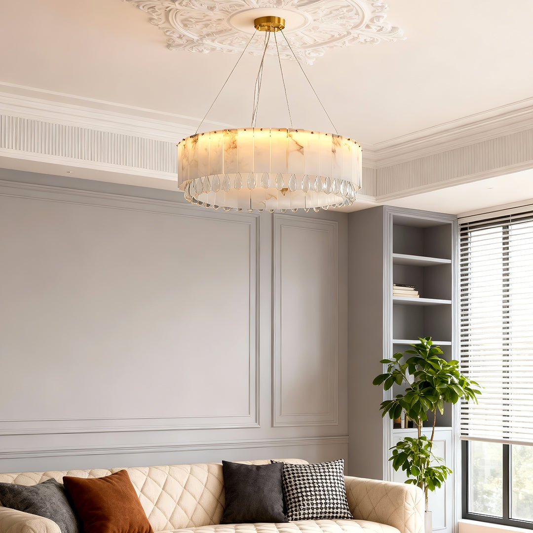 Modern Brass Chandelier Luxury Cloud Stone Ceiling Light
