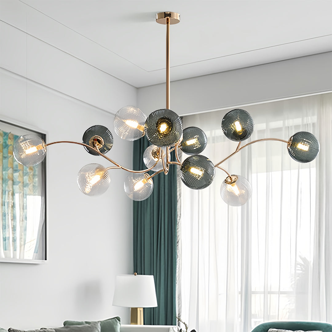 Clear Glass Flush Mount Ceiling Light Gold Finish 6-Head Creative Lamp
