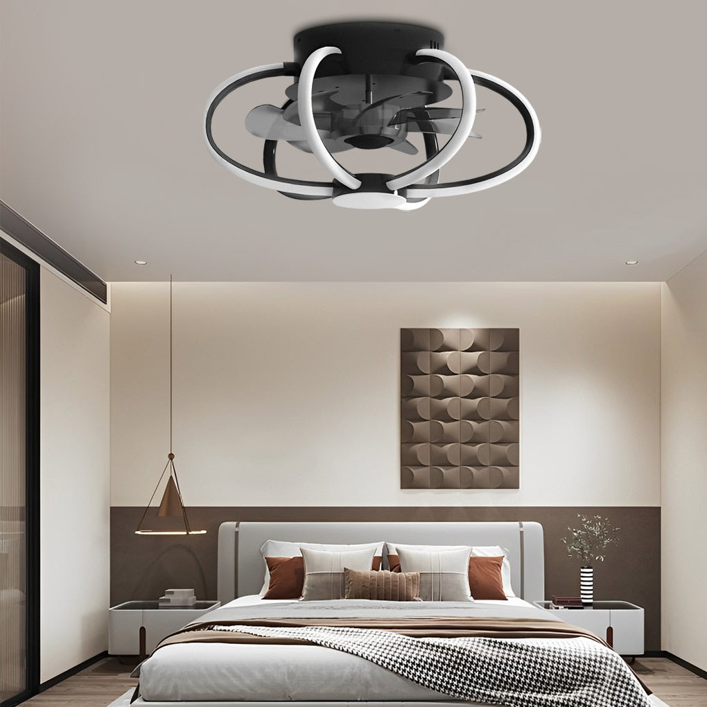 Modern Ceiling Fan and Light Smart Dimmable LED Light