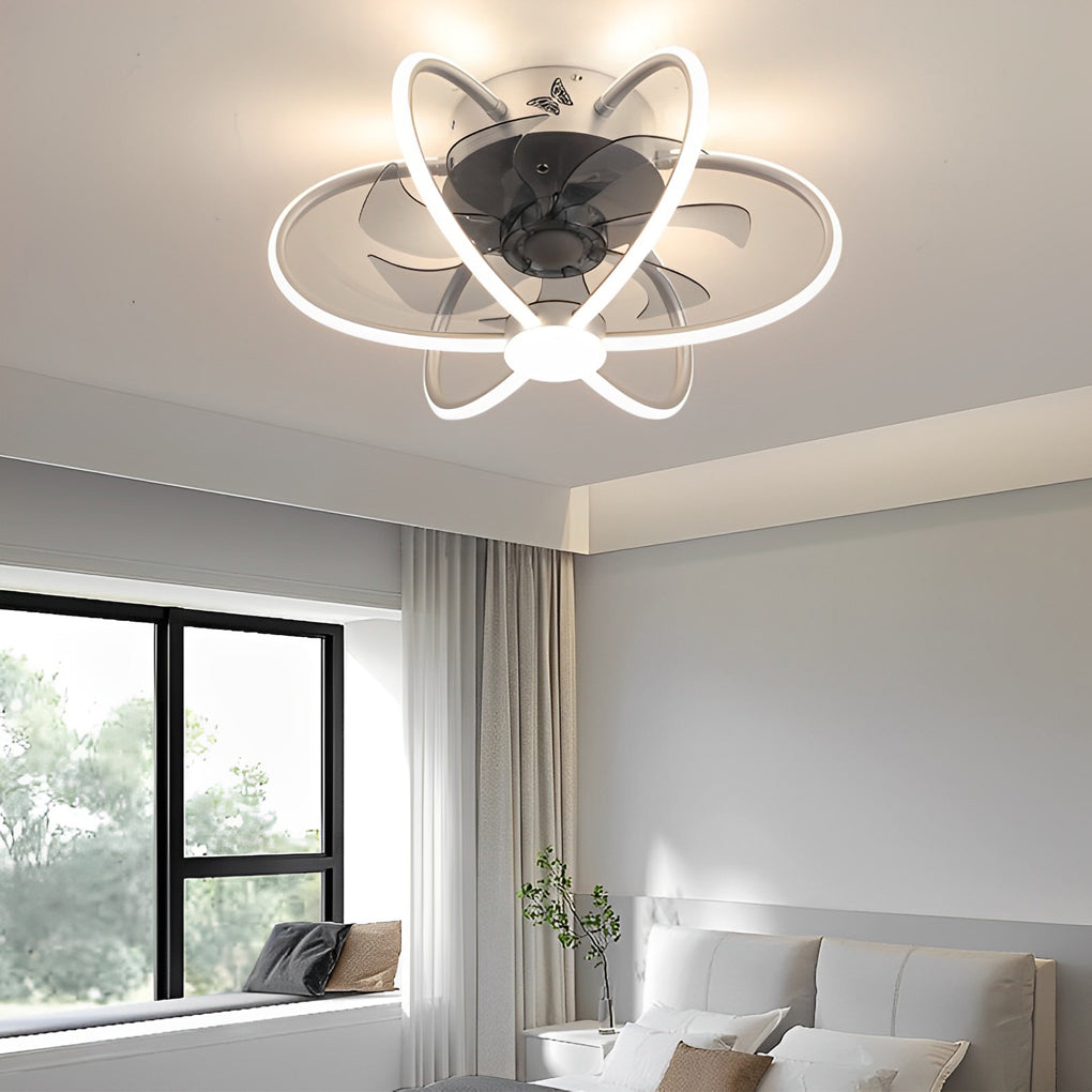 Modern Ceiling Fan and Light Smart Dimmable LED Light