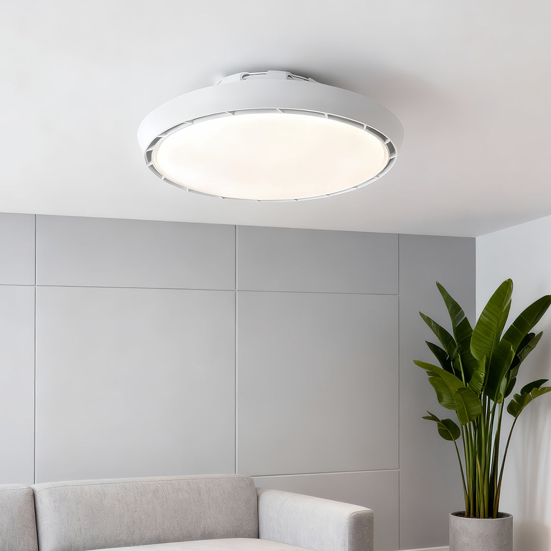 Ceiling Fan Modern with Light LED Simple Round Leafless Dimmable Lamp