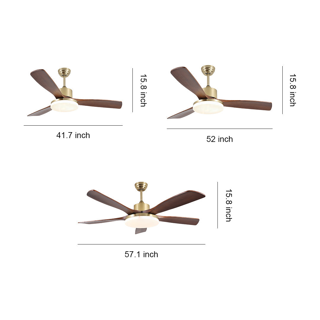 Ceiling Fan with Light Remote Control Wooden 3-Blade Lamp