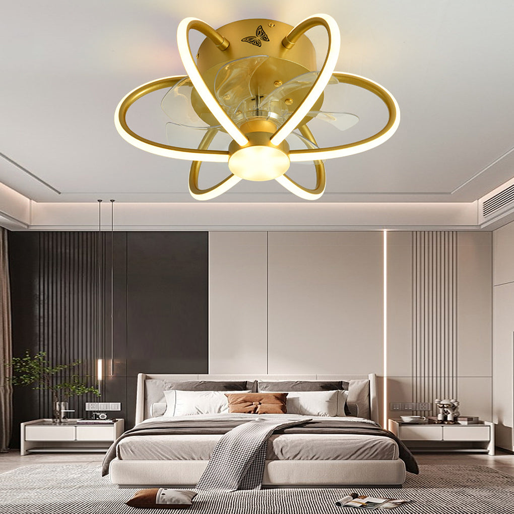 Modern Ceiling Fan and Light Smart Dimmable LED Light