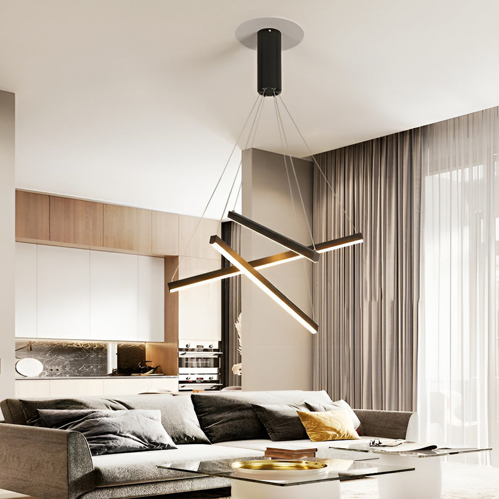 Criss Linear Chandelier Modern LED Black Ceiling Light