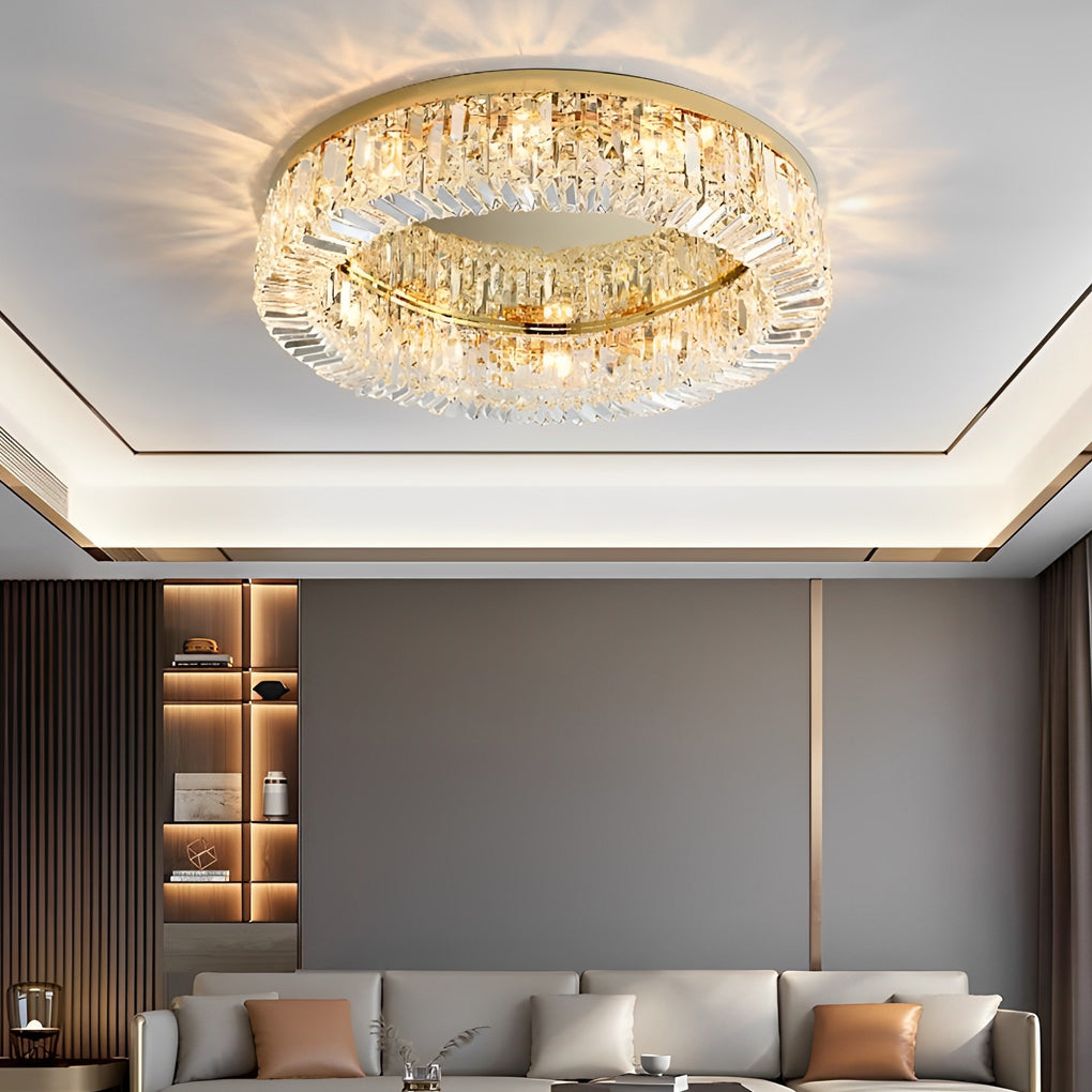 Modern Crystal Ceiling Light Elegant Ring-Shaped Light