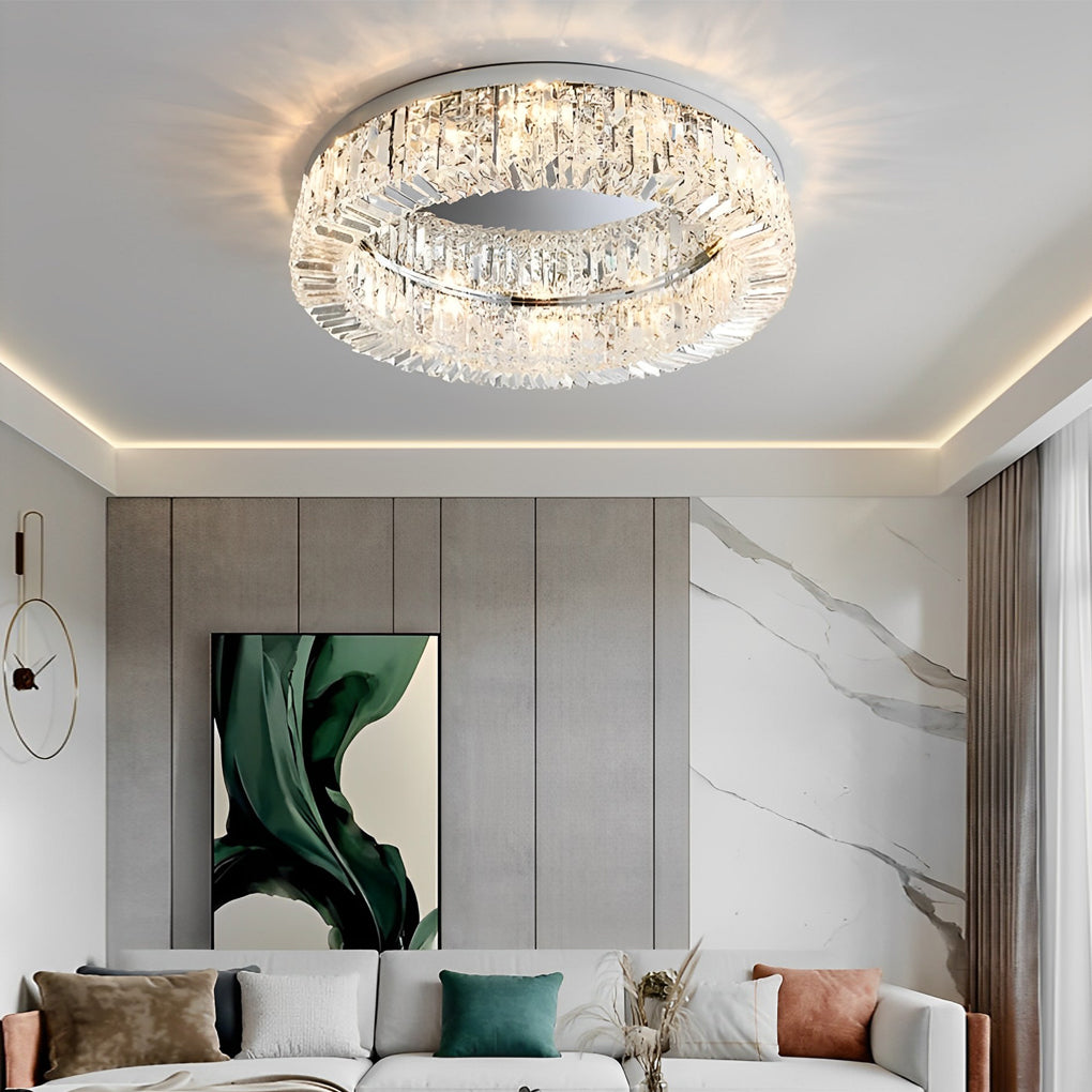 Modern Crystal Ceiling Light Elegant Ring-Shaped Light