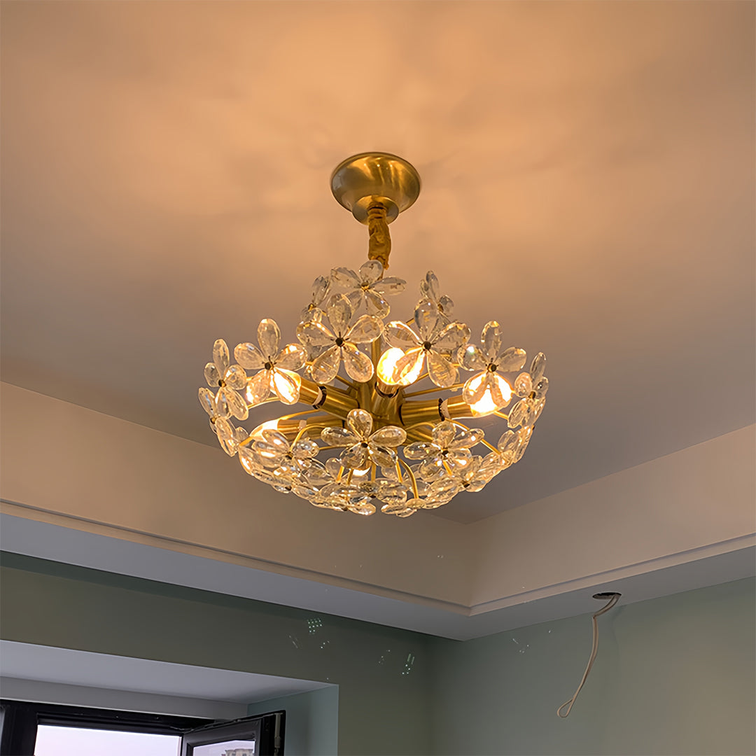 Crystal Flower Chandelier Flower Shaped Vintage Floral Ceiling Light