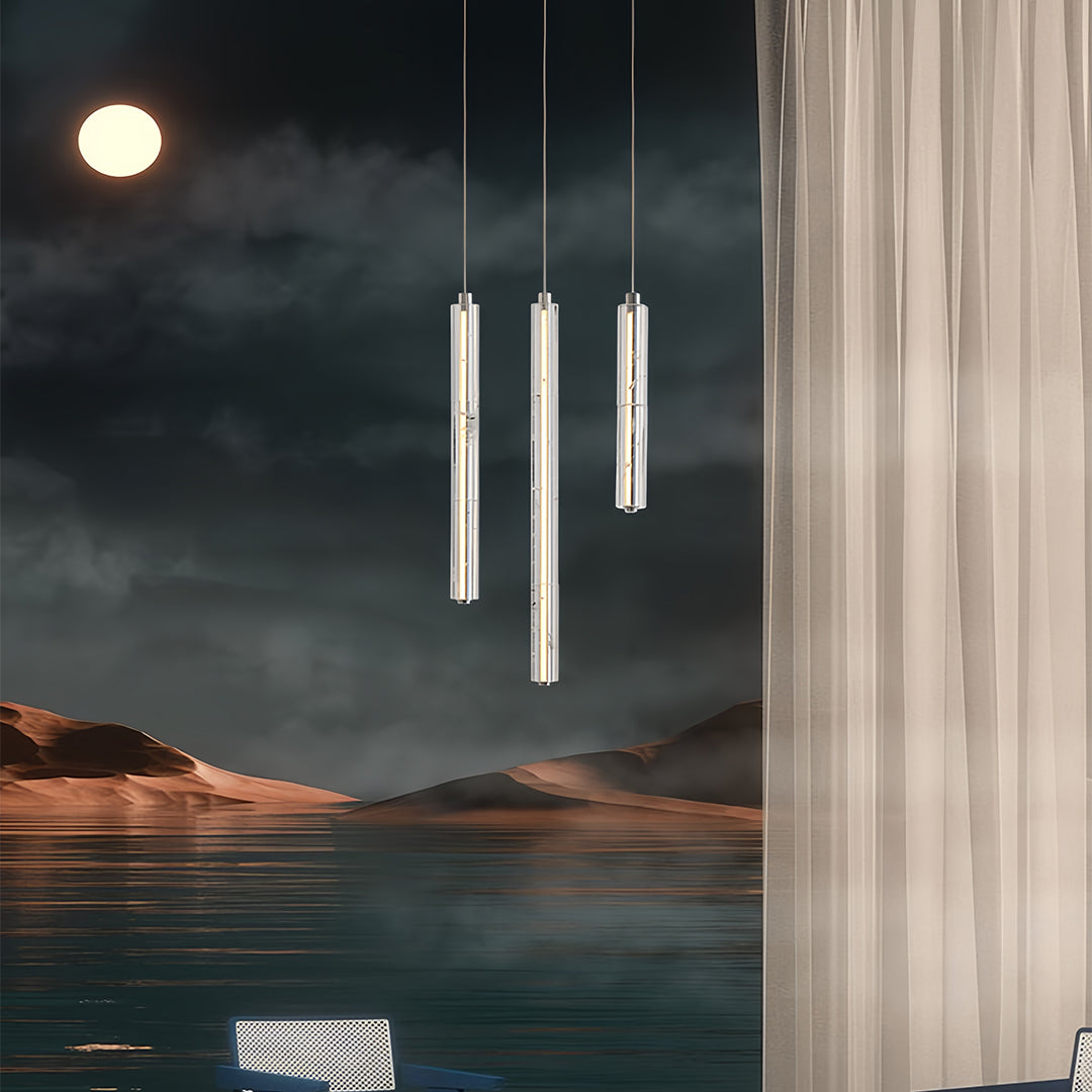 Modern Crystal Pendant Light Minimalist Linear Ceiling Light