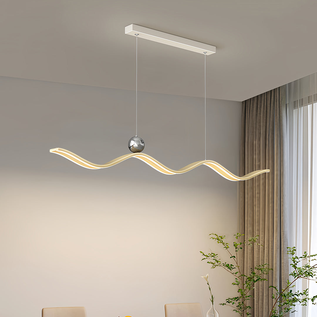 Linear LED Pendant Light Contemporary Wave Shaped Ceiling Light