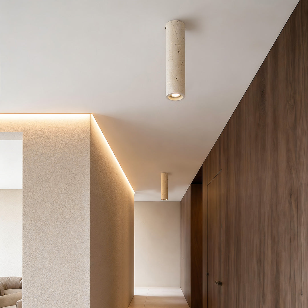 Cylinder Downlight Modern Yellow Travertine Long-Tube Light