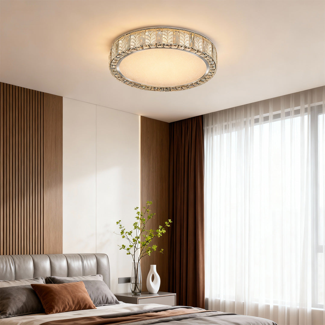 Modern Gold Flush Mount Ceiling Light LED Round Crystal Light