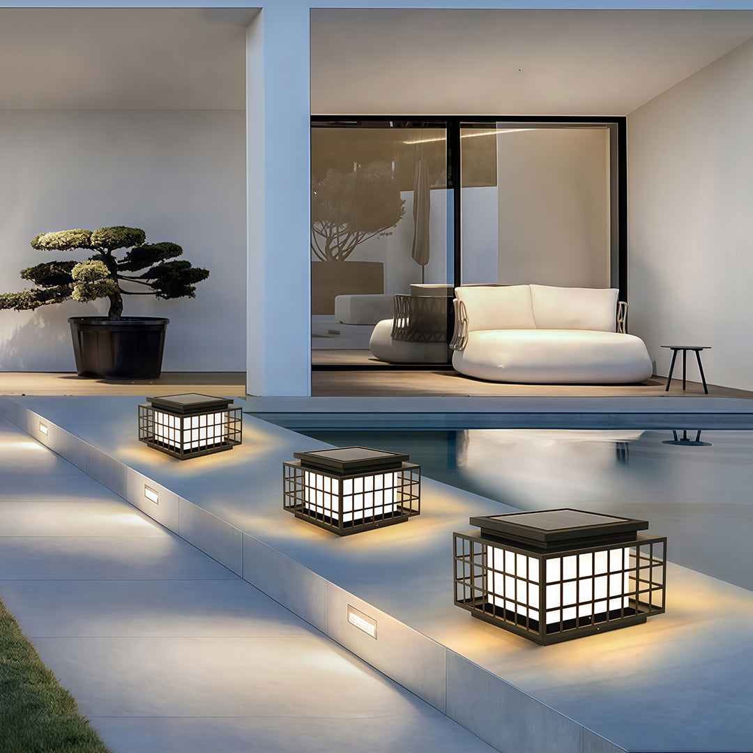 Modern Gate Pillar Lights Outdoor Waterproof Metal Lamp
