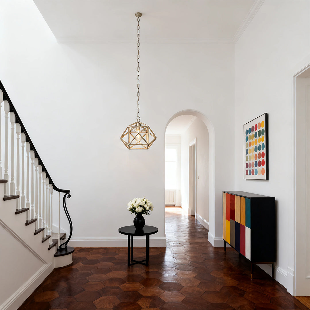 Gold Metal Pendant Light Adjustable Chain Chic Geometric Ceiling Light