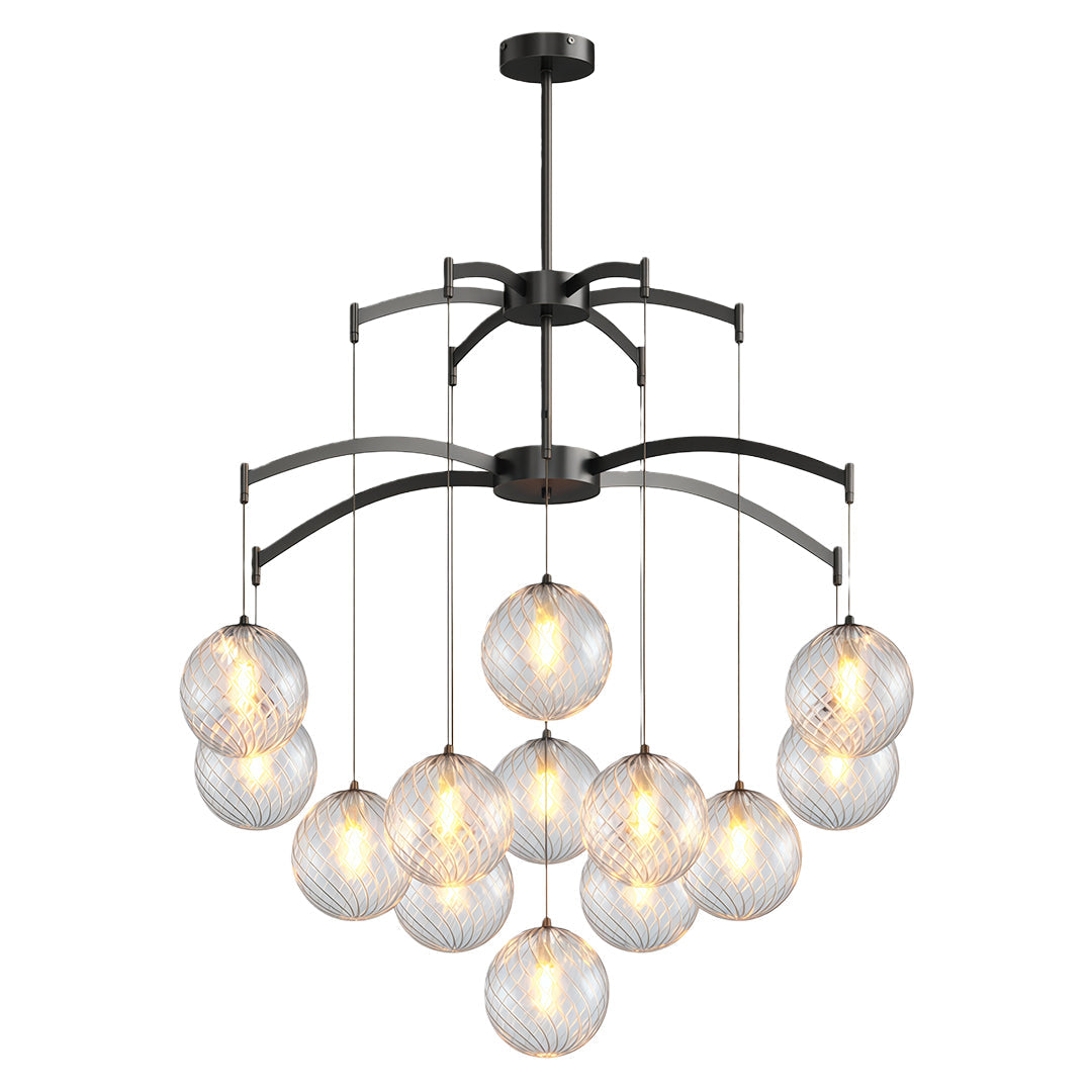 Modern Glass Ball Chandelier Full Copper Ceiling Light
