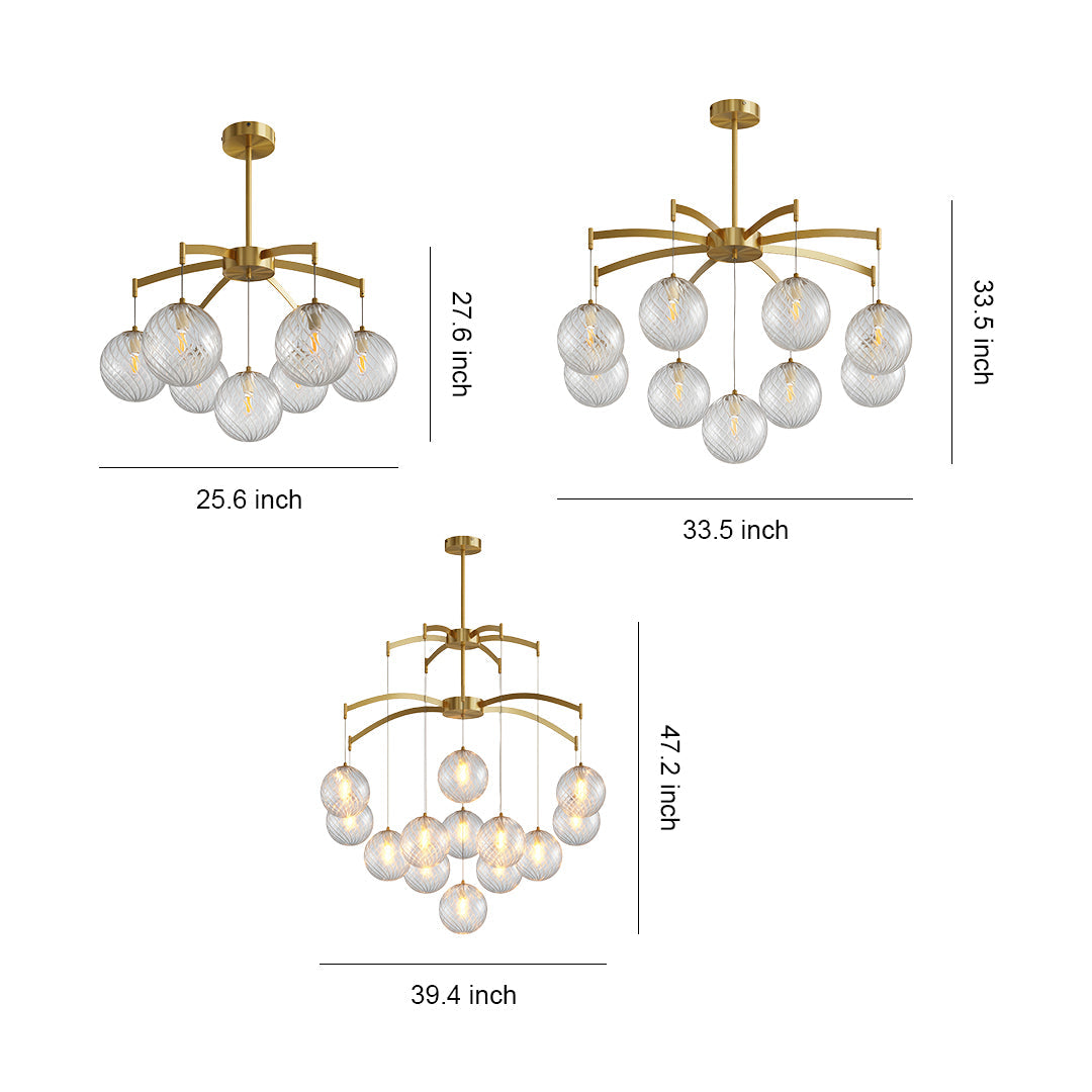 Modern Glass Ball Chandelier Full Copper Ceiling Light
