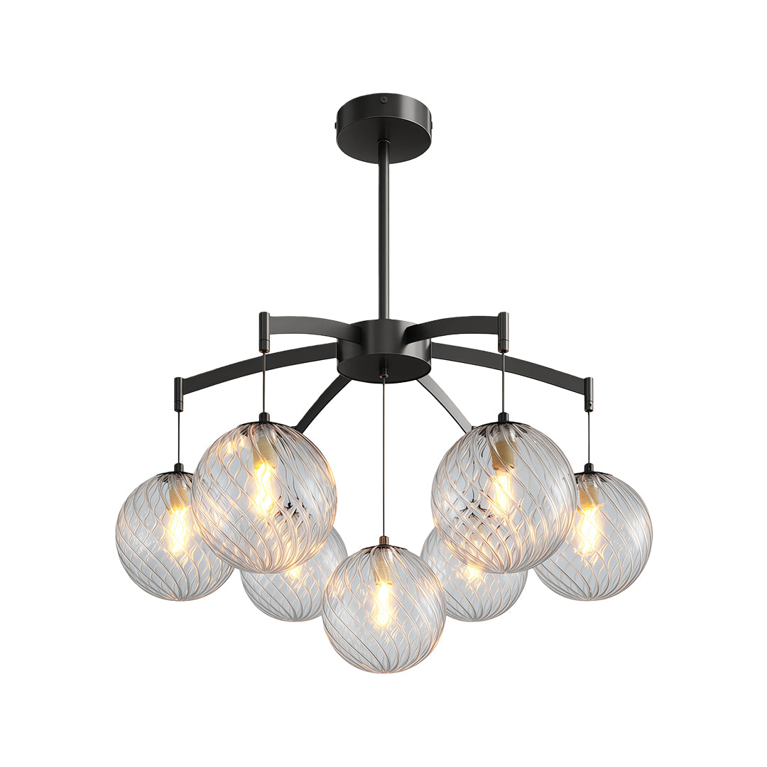 Modern Glass Ball Chandelier Full Copper Ceiling Light