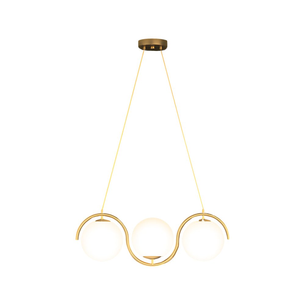 Glass Ball Linear Chandelier Wave‑shaped Island Ceiling Light