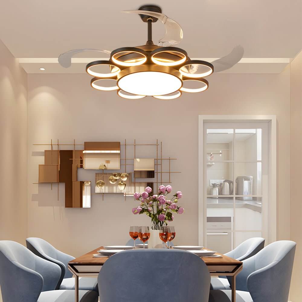 Modern Gold Ceiling Fan with Light Invisible Silent LED Lamp