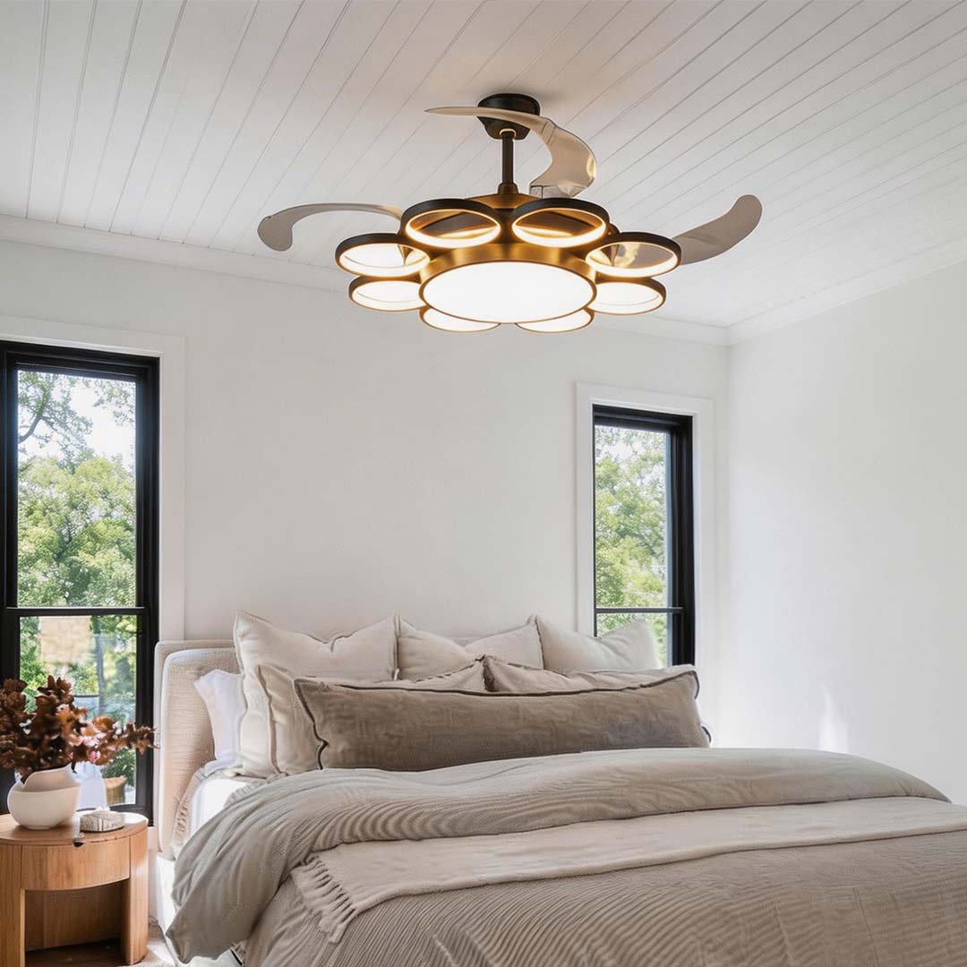 Modern Gold Ceiling Fan with Light Invisible Silent LED Lamp