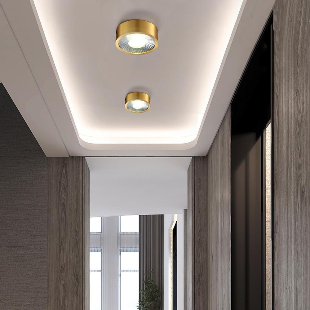 Gold Downlights Nordic Style Round LED Brass and Acrylic Light