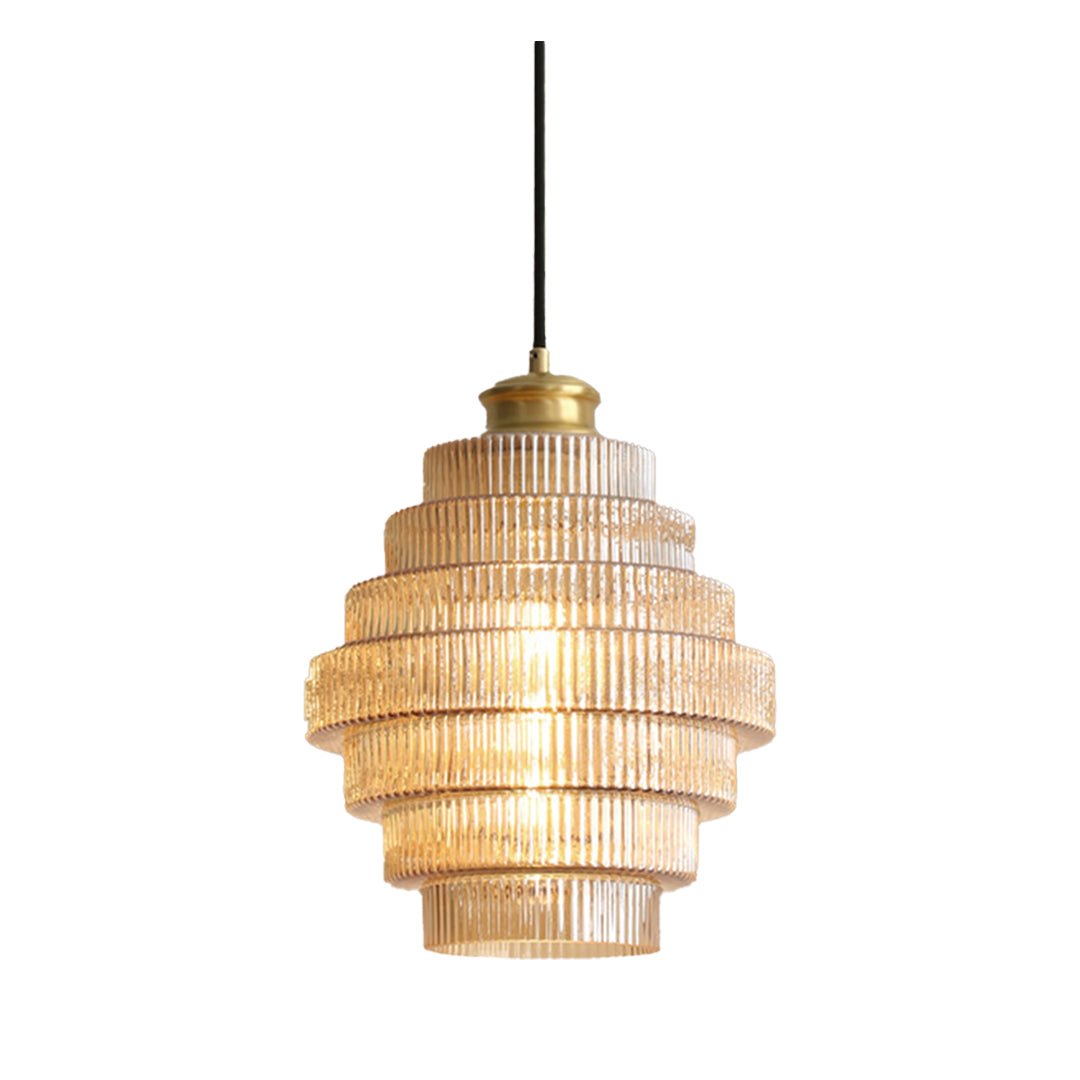 Honeycomb Pendant Light Mid-Century Glass Shade Ceiling Light