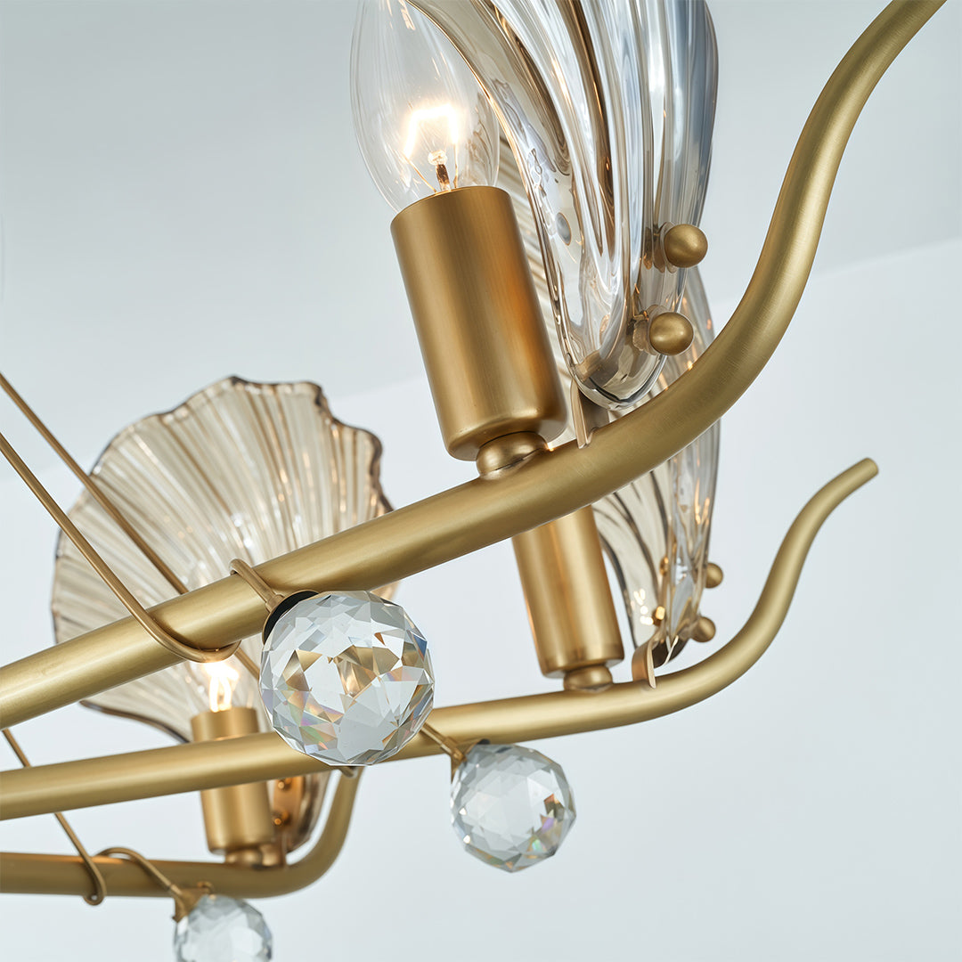 Shell Chandeliers Modern Copper Glass Ceiling Light