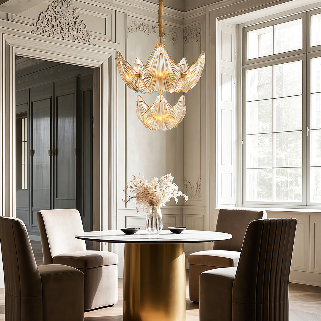 Modern Large Chandeliers Luxury Copper Glass Ceiling Light