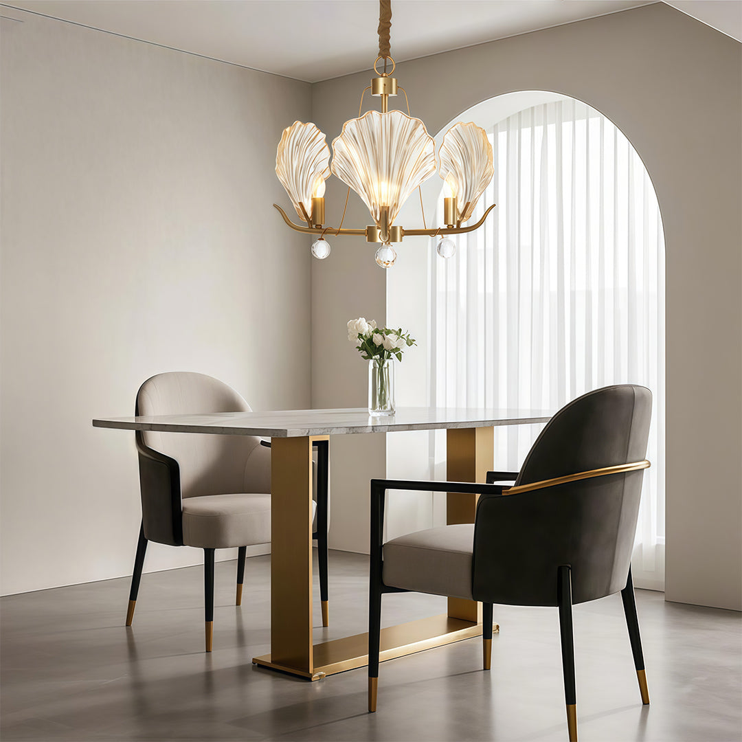 Shell Chandeliers Modern Copper Glass Ceiling Light