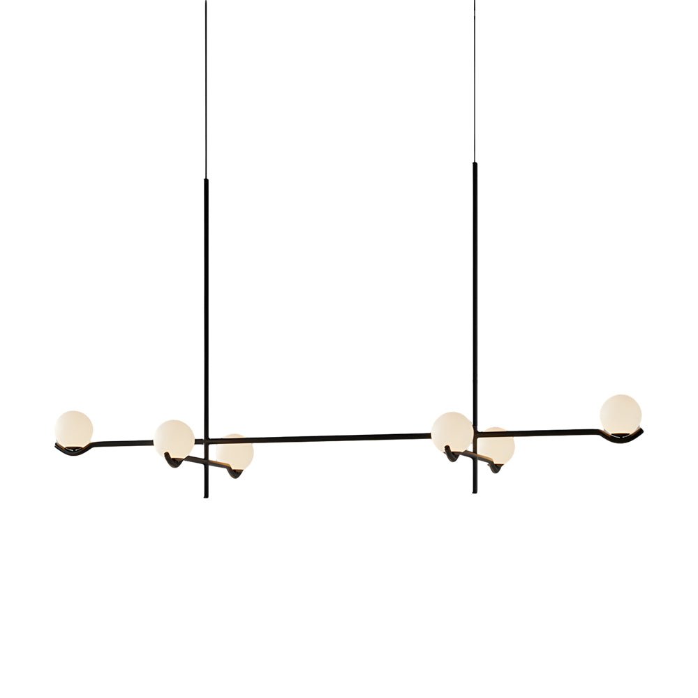 Modern Linear Glass Ball Pendant Light with 3/4/6-Light - Black/Gold