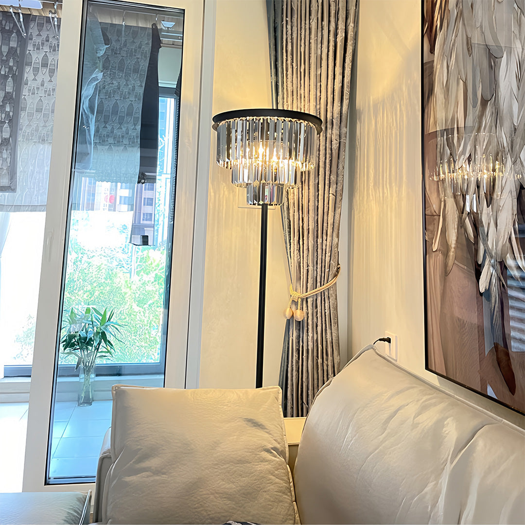 Floor Crystal Lamp American Glamorous Decorative Standing Luxury Light
