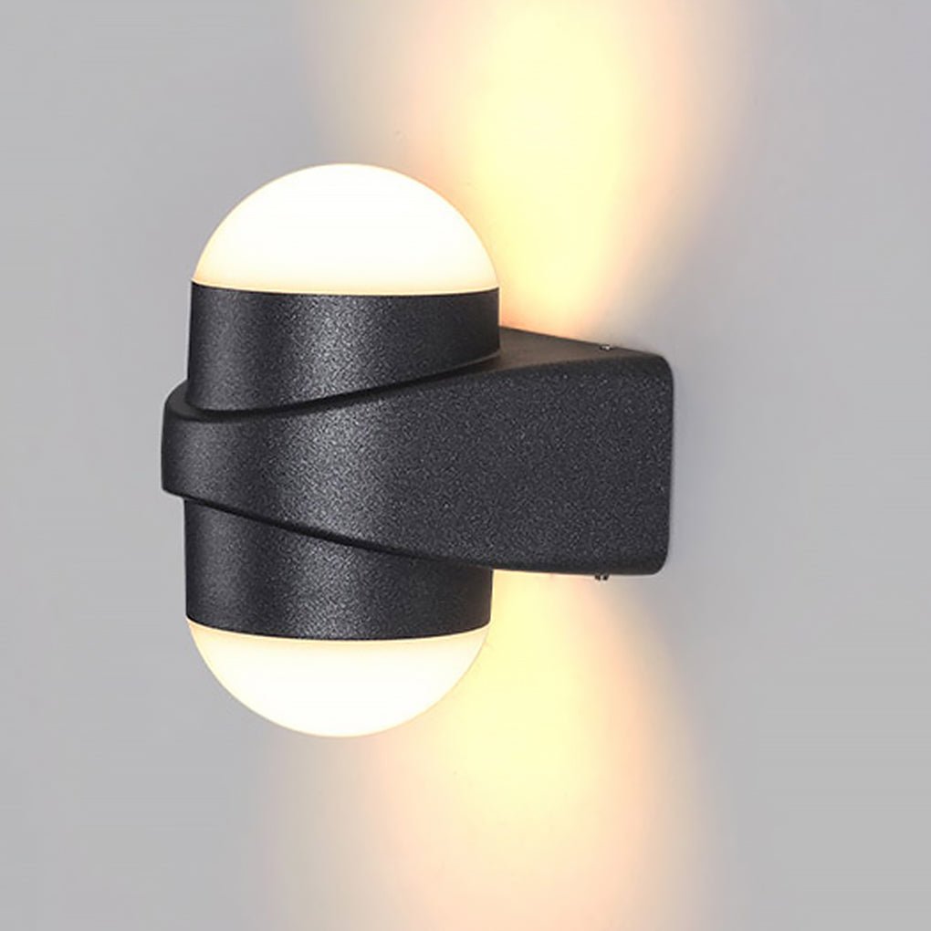 Modern Double Heads Wall Sconce Waterproof LED Black Outdoor Light