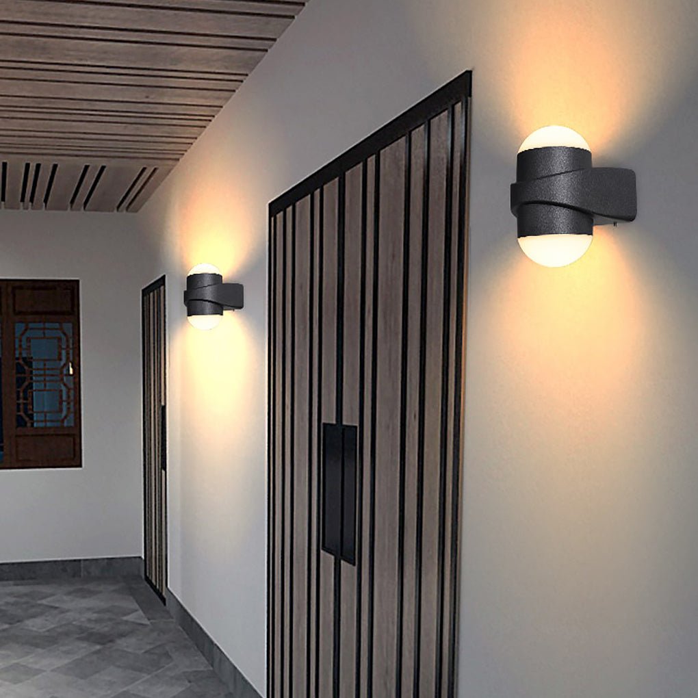 Modern Double Heads Wall Sconce Waterproof LED Black Outdoor Light
