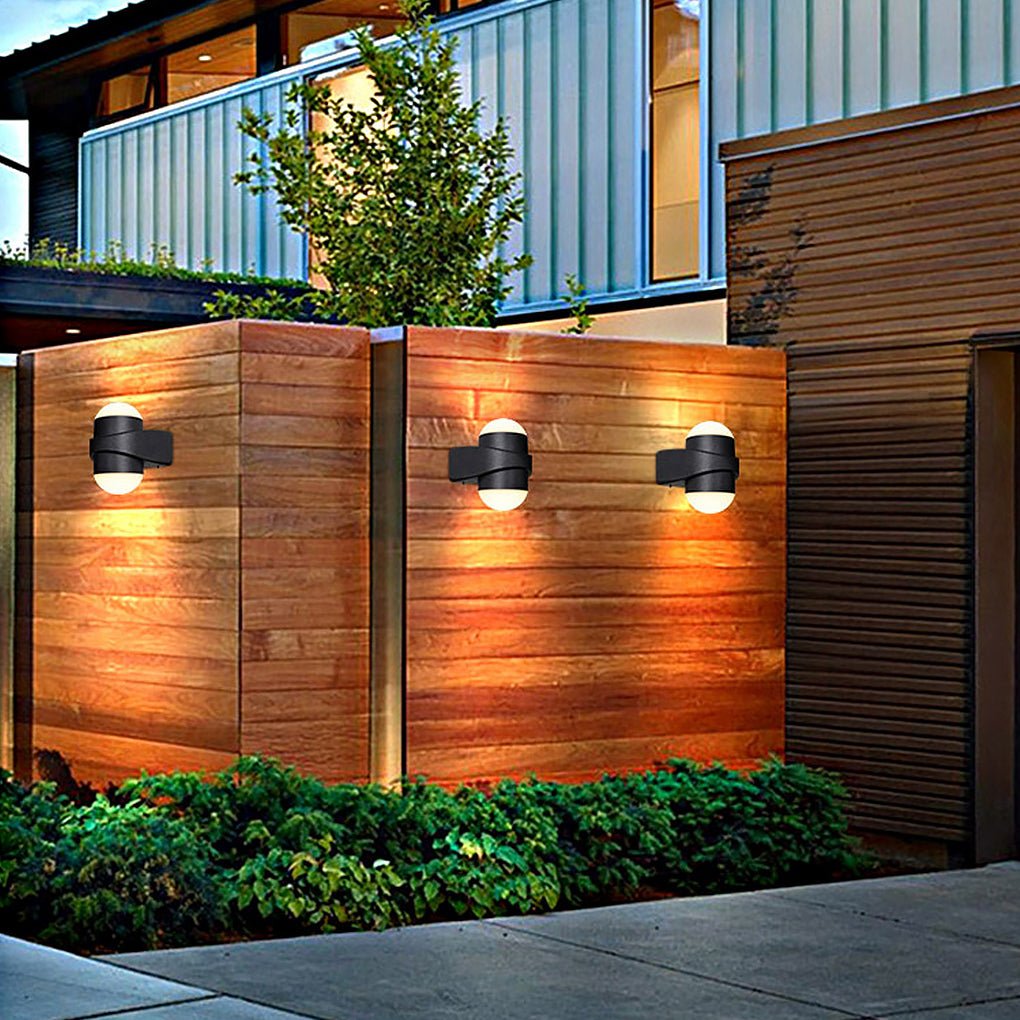 Modern Double Heads Wall Sconce Waterproof LED Black Outdoor Light
