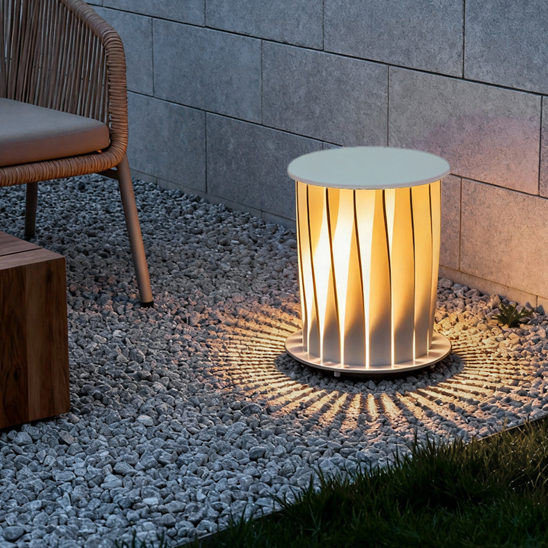 Modern Outdoor Lanterns White Twisted Metal LED Light