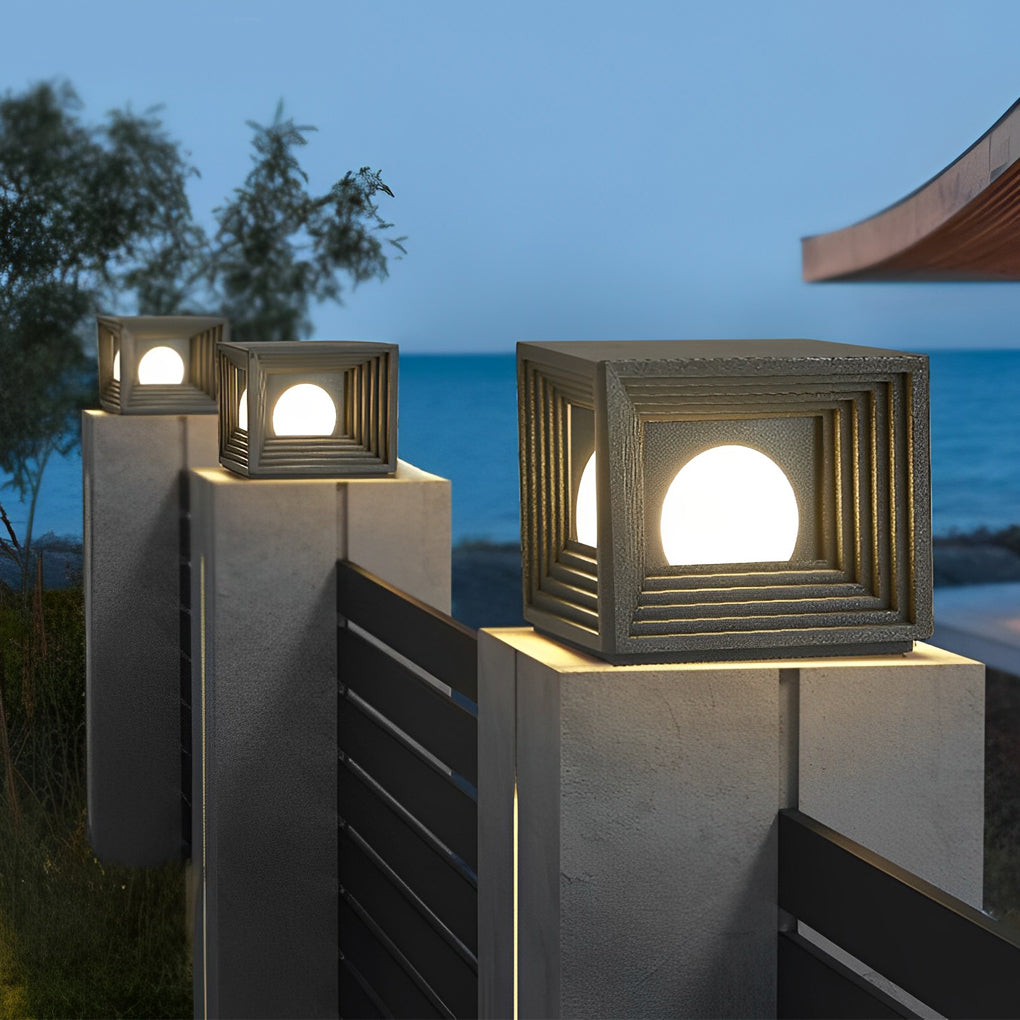 Modern Outdoor Pillar Lights Waterproof Square Creative LED Light