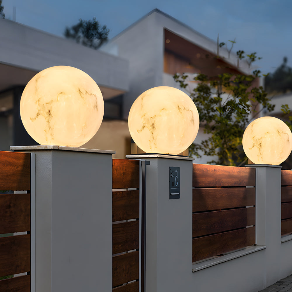 Outdoor Pillar Light Faux Waterproof Moon Globe Light