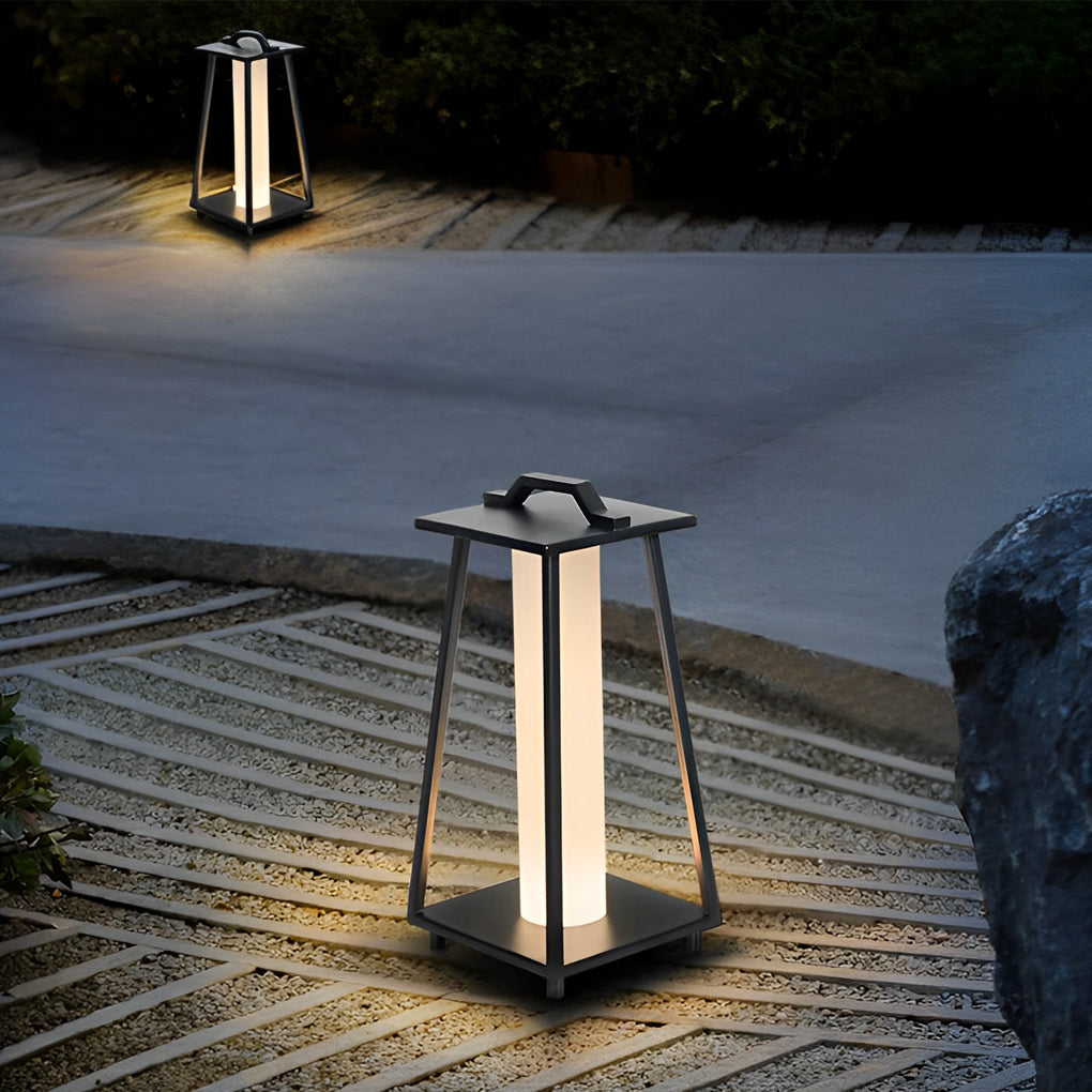 Modern Portable Outdoor Lantern Waterproof LED Black Modern Light