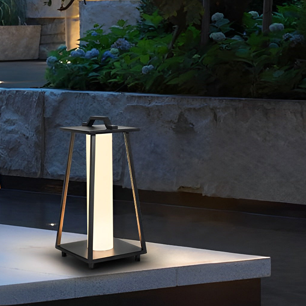 Modern Portable Outdoor Lantern Waterproof LED Black Modern Light