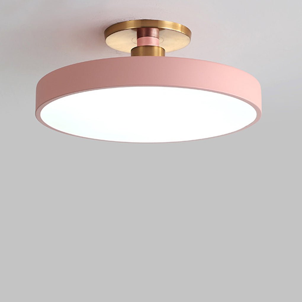 Modern Semi Flush Mount Ceiling Lights Thick Round LED Metal Light