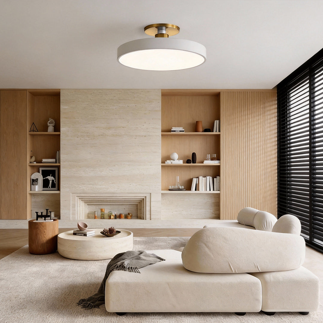 Modern Semi Flush Mount Ceiling Lights Thick Round LED Metal Light