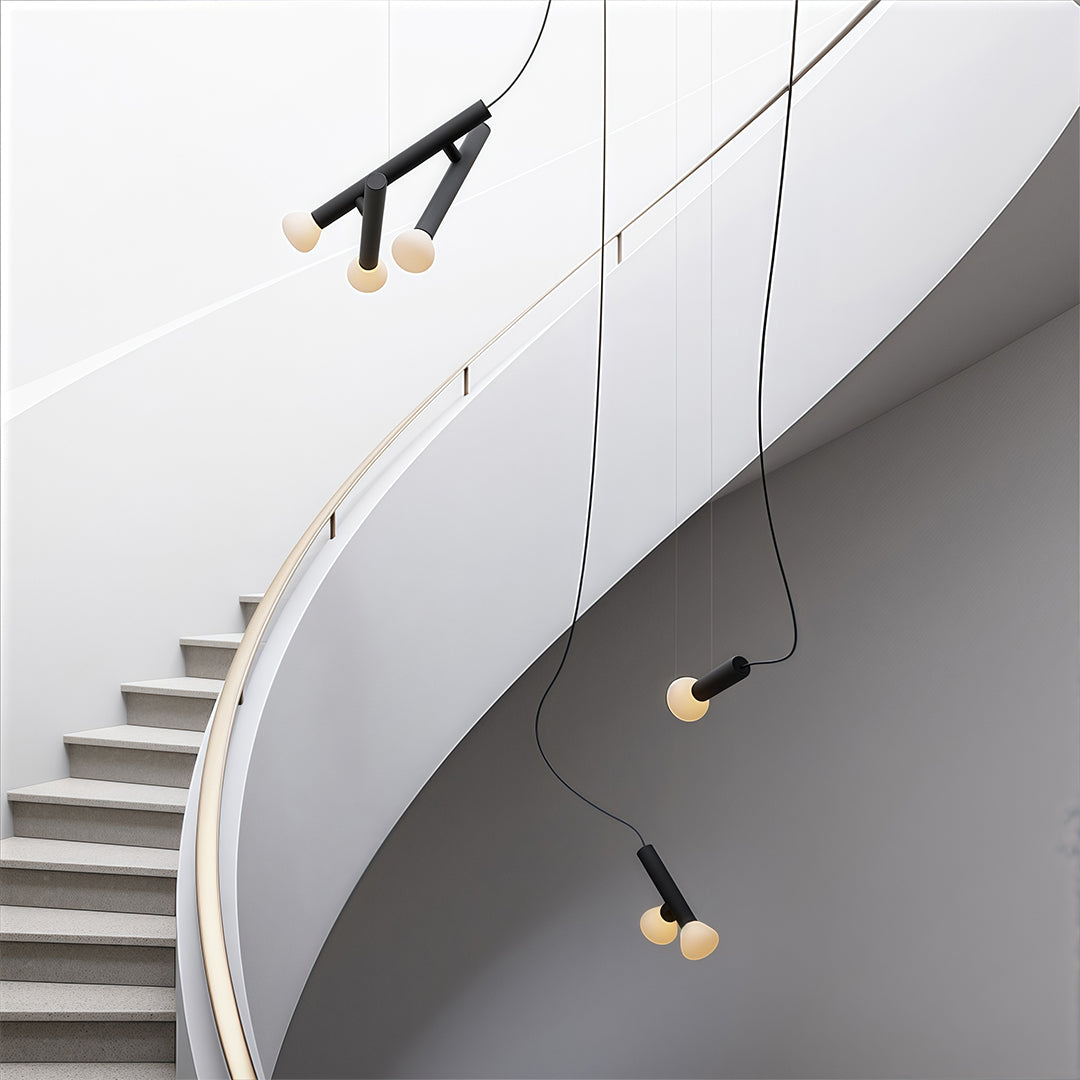 Black Small Pendant Light Cylindrical Design Ceiling Light