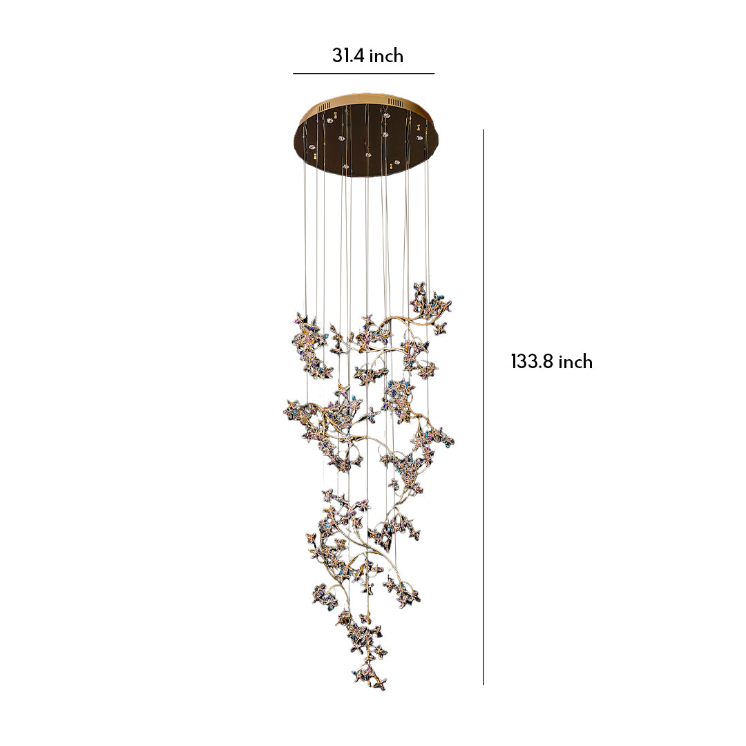 Modern Staircase Chandelier Crystal Hollow Rotating Ceiling Light