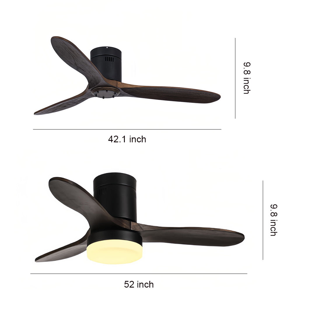 Three Blade Ceiling Fan with Light LED Remote Control Wood Ceiling Fan