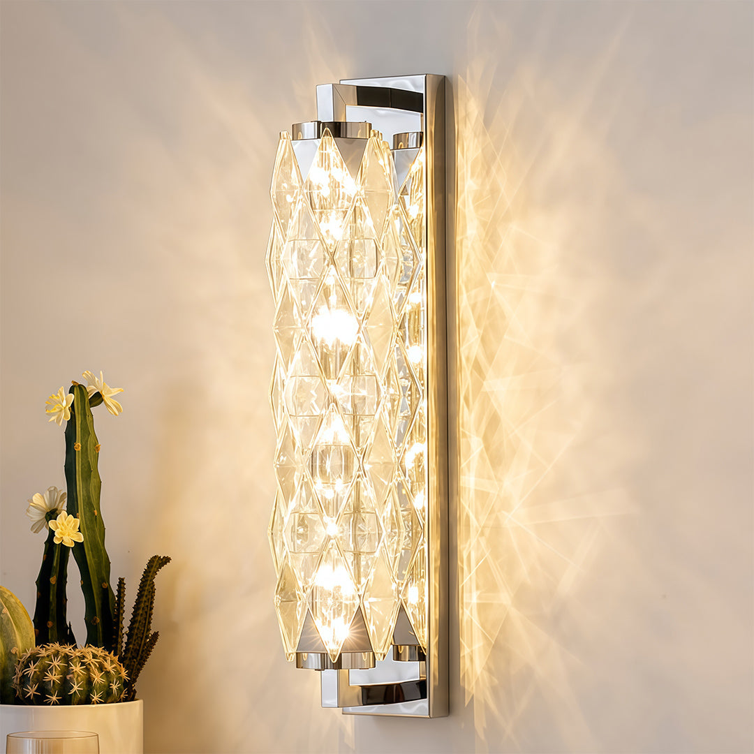 Modern Wall Light Geometric Design Stainless Steel Crystal Lamp