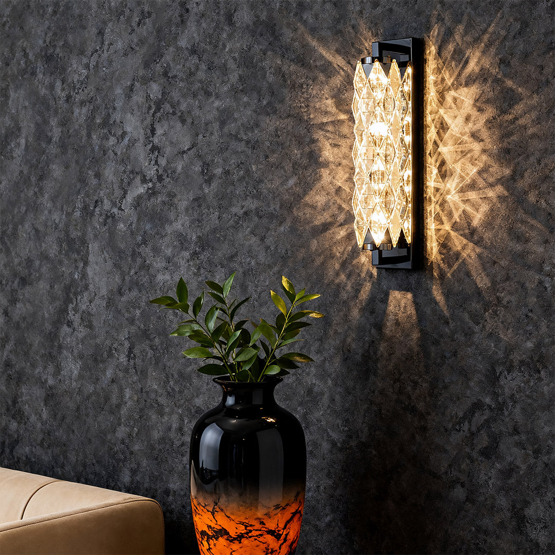 Modern Wall Light Geometric Design Stainless Steel Crystal Lamp