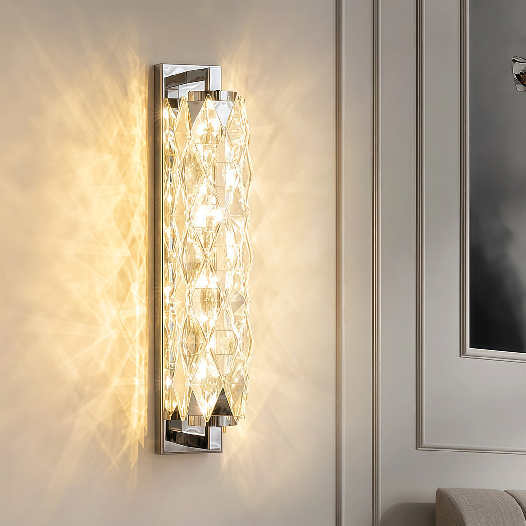 Modern Wall Light Geometric Design Stainless Steel Crystal Lamp