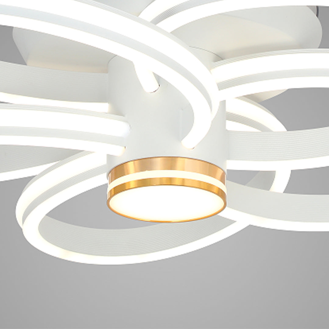 Ceiling Fans White with Light Variable Frequency Flower Iron Art Lamp