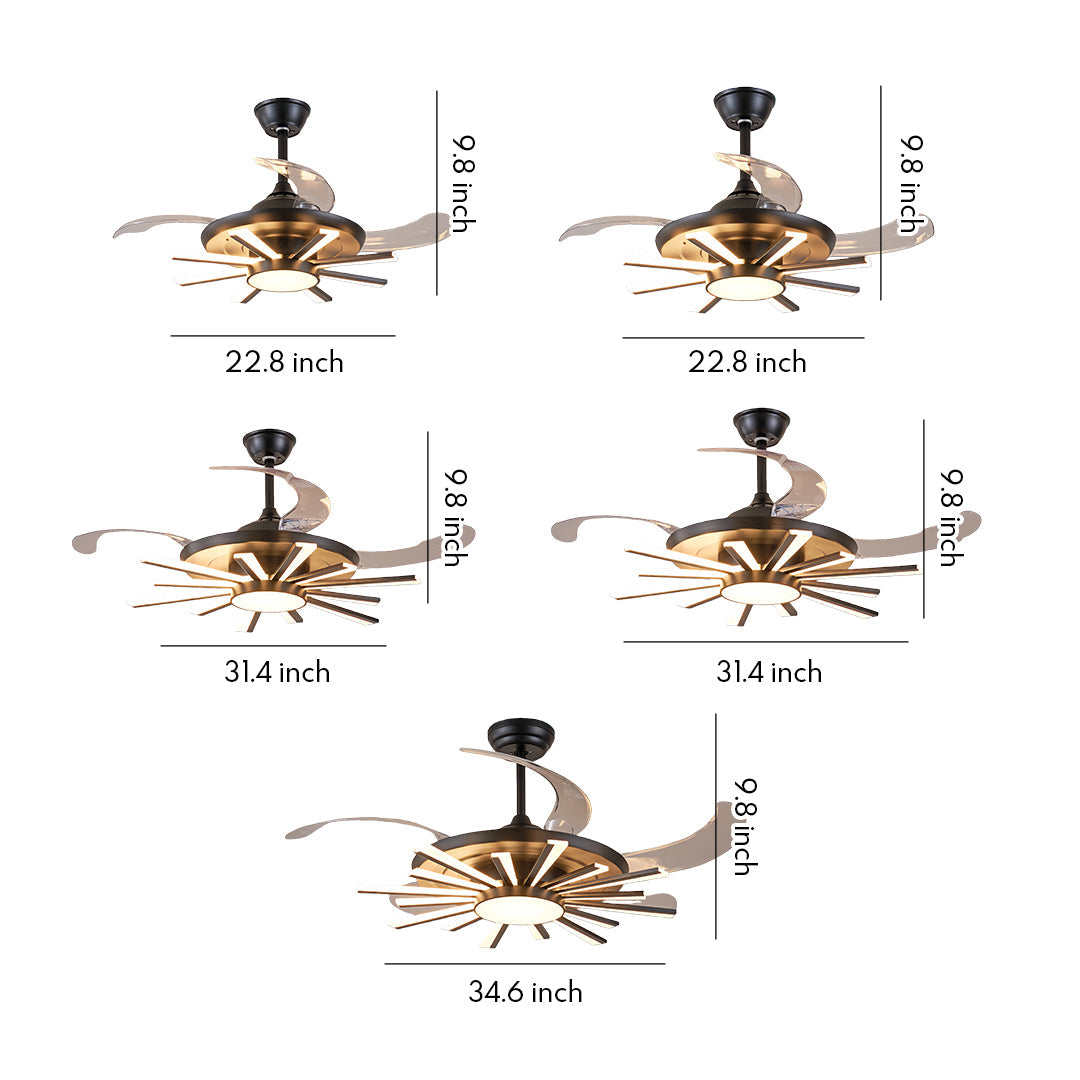 Modern Black Ceiling Fan with Light Luxury Multi-head Iron Body Light