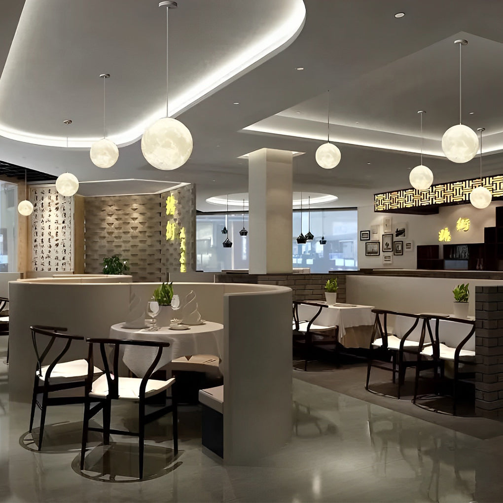 Moon Globe Pendant Light Crescent Creative White Ceiling Light
